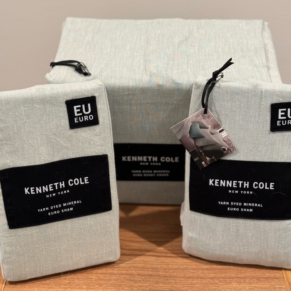 Kenneth Cole New York Yarn Dyed Mineral Duvet Cover with 2 Euro Shams